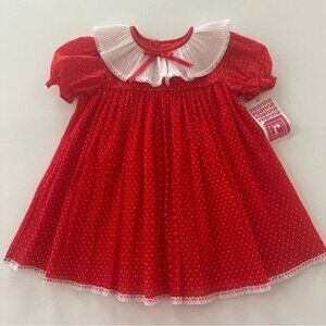 Roanna Vintage USA 4T Toddler Girl Red Collared Dress NWT